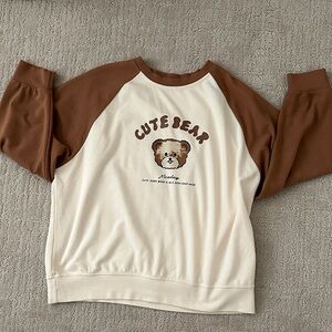 Korean Brown and Cream Cute Bear Sweatshirt